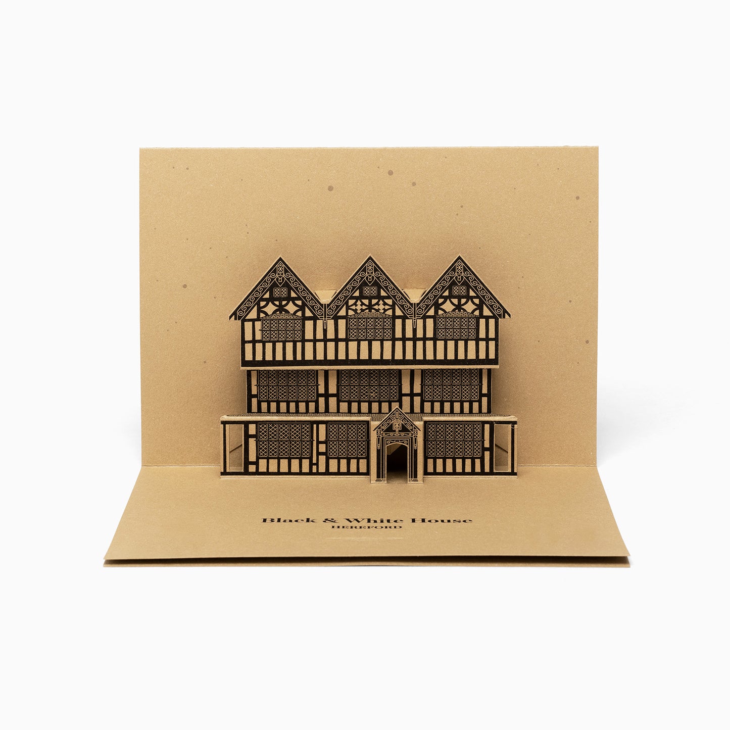 Hereford Black and White House Pop-Up Card by PaperLandmarks Brown