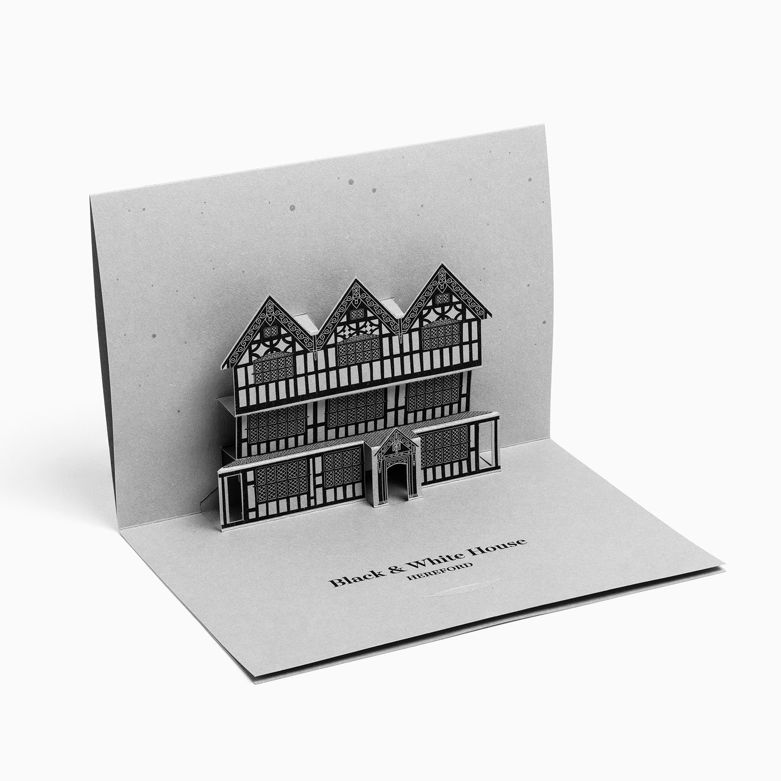 Hereford Black and White House Pop-Up Card by PaperLandmarks Grey