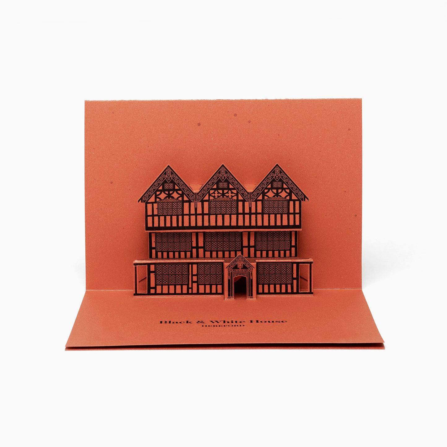 Hereford Black and White House Pop-Up Card by PaperLandmarks Red