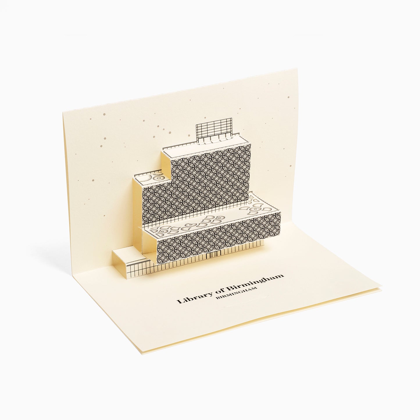 Library of Birmingham Pop-up Card by Paperlandmarks in cream colour