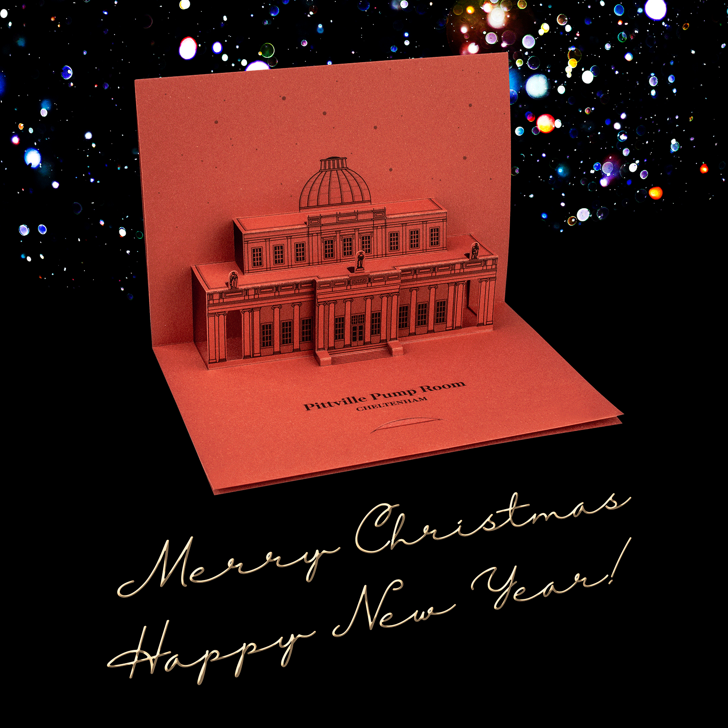 Greetings from Cheltenham Pittville Pump Room Pop-Up Card by PaperLandmarks Merry Christmas Happy New Year Card