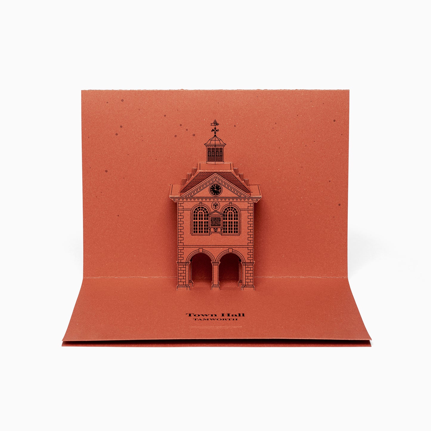 Tamworth Town Hall Pop-up Card by Paperlandmarks in red