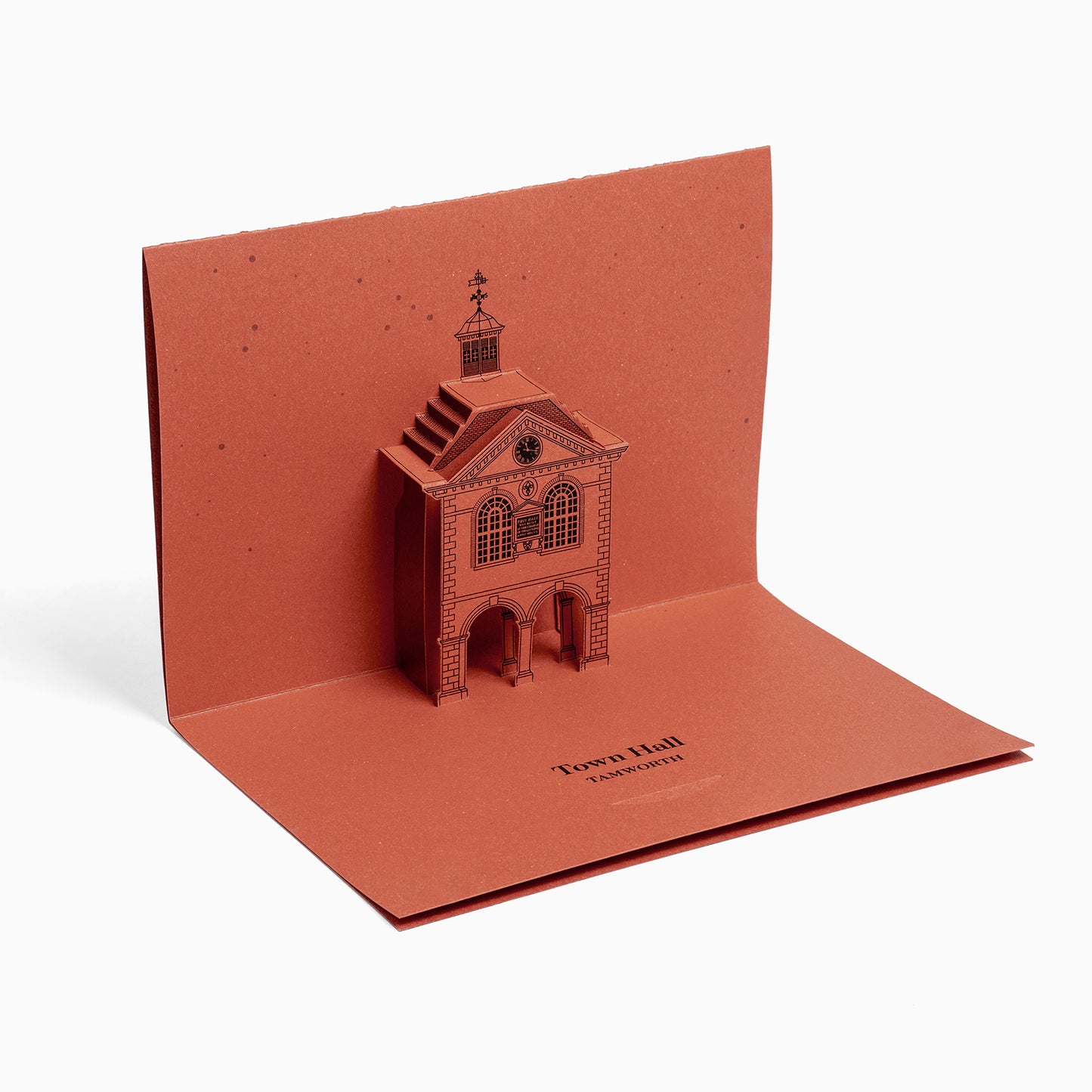 Tamworth Town Hall Pop-up Card by Paperlandmarks in red