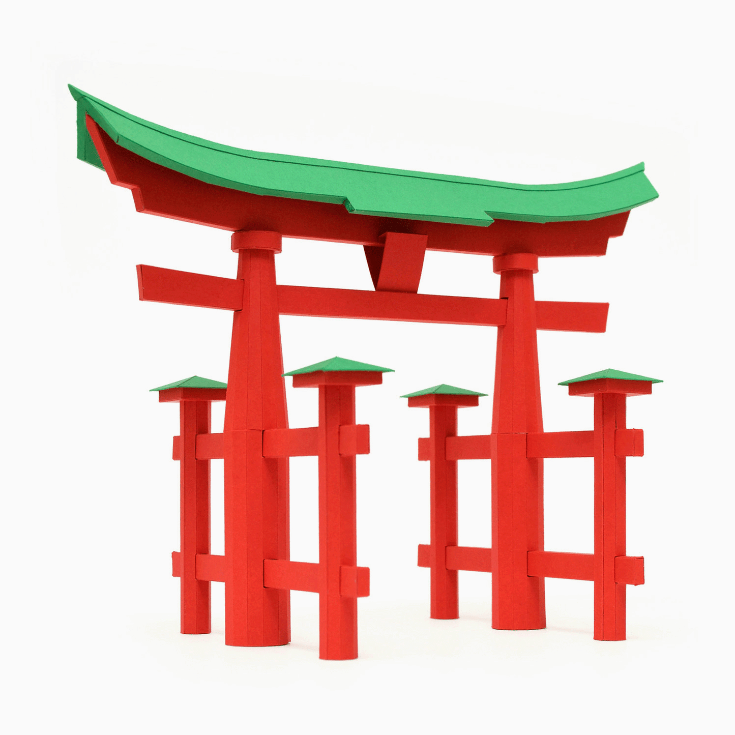 Torii Gate Paper Model by PaperLandmarks Red Green Assembled