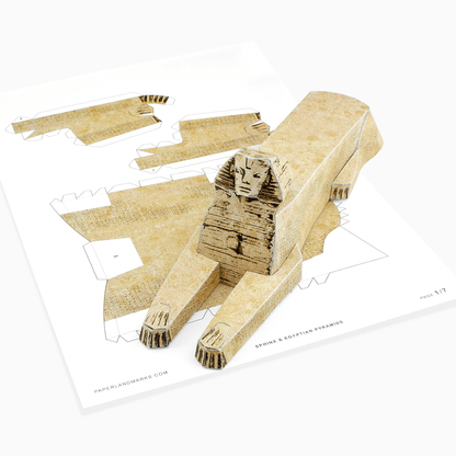 Sphinx and Egyptian Pyramids Paper Model Kit by PaperLandmarks
