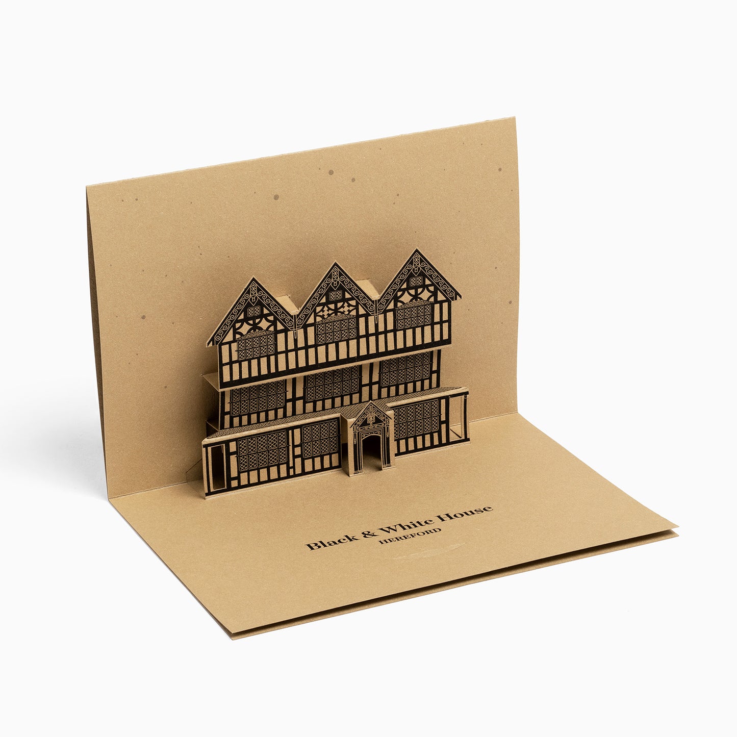 Hereford Black and White House Pop-Up Card by PaperLandmarks Brown