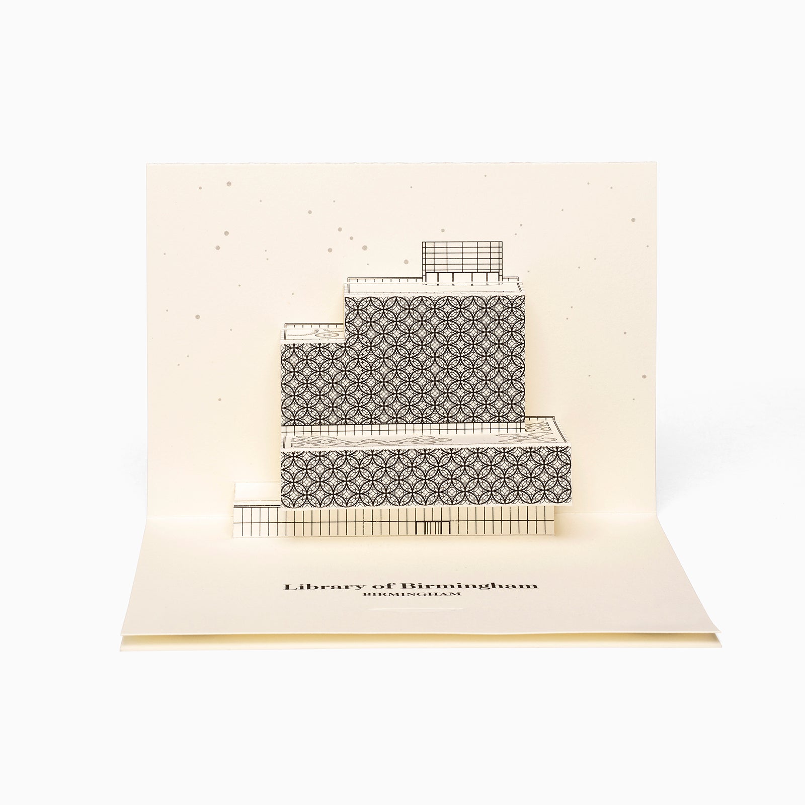 Library of Birmingham Pop-up Card by Paperlandmarks in cream colour