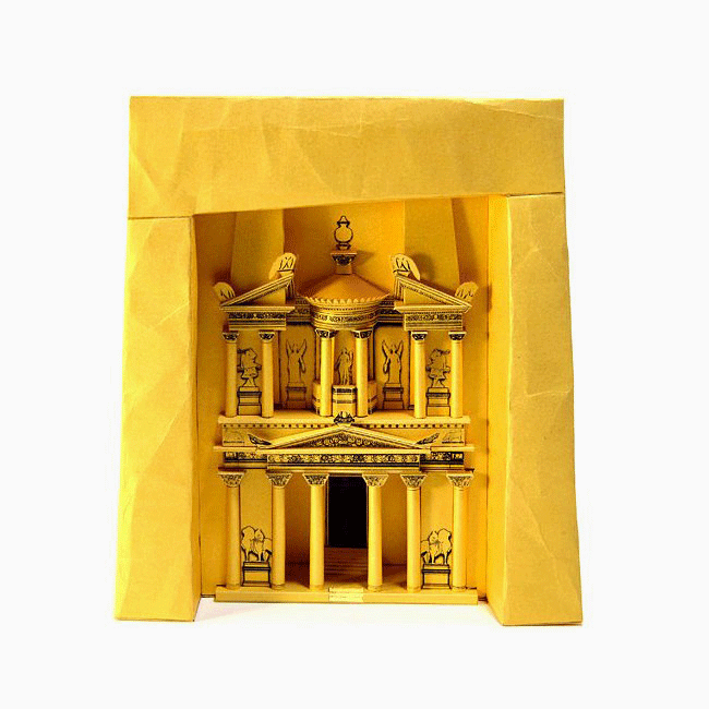 Petra Treasury Paper Model by PaperLandmarks Assembled