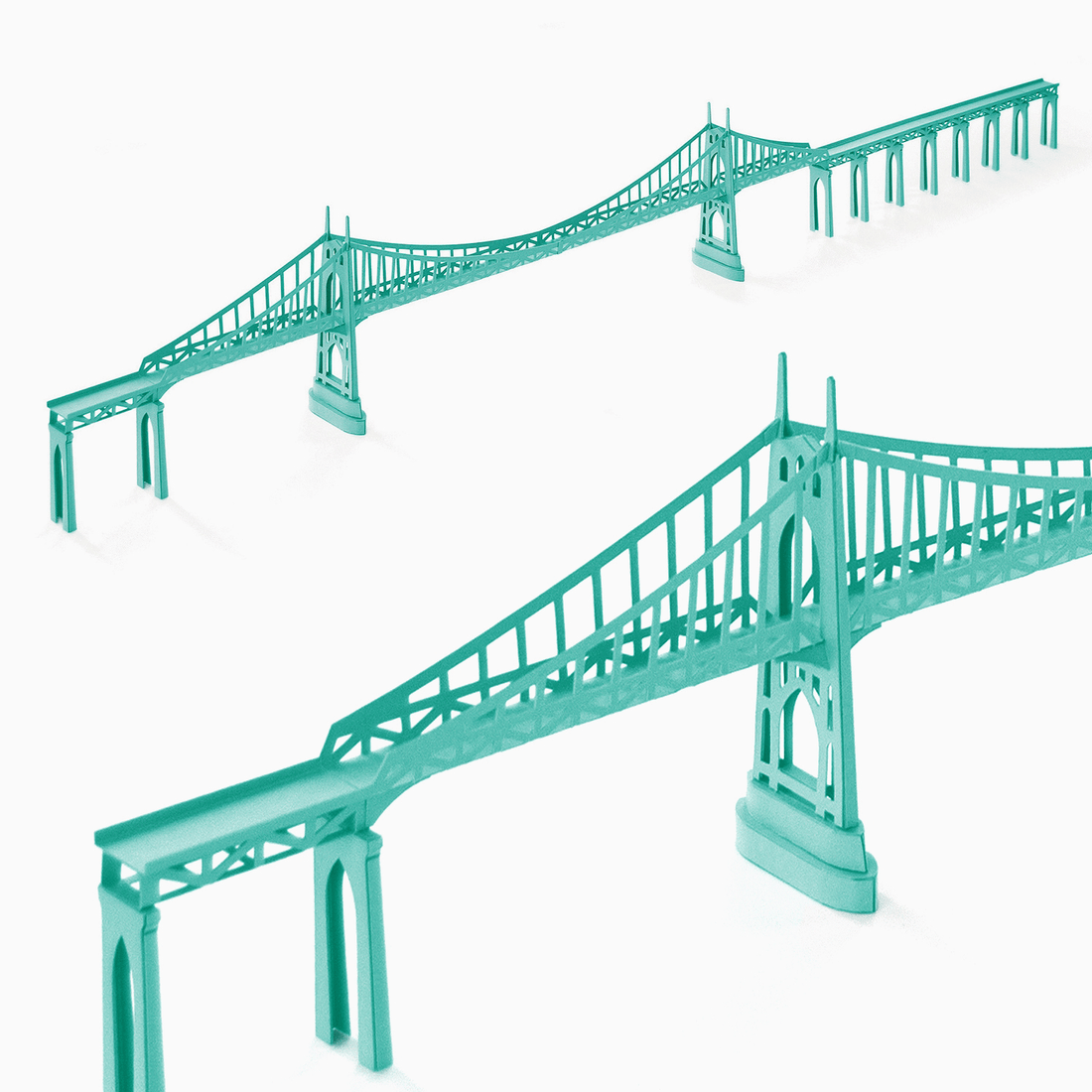 St Johns Bridge of Portland - Intermediate Skill Level Paper Model Kit ...