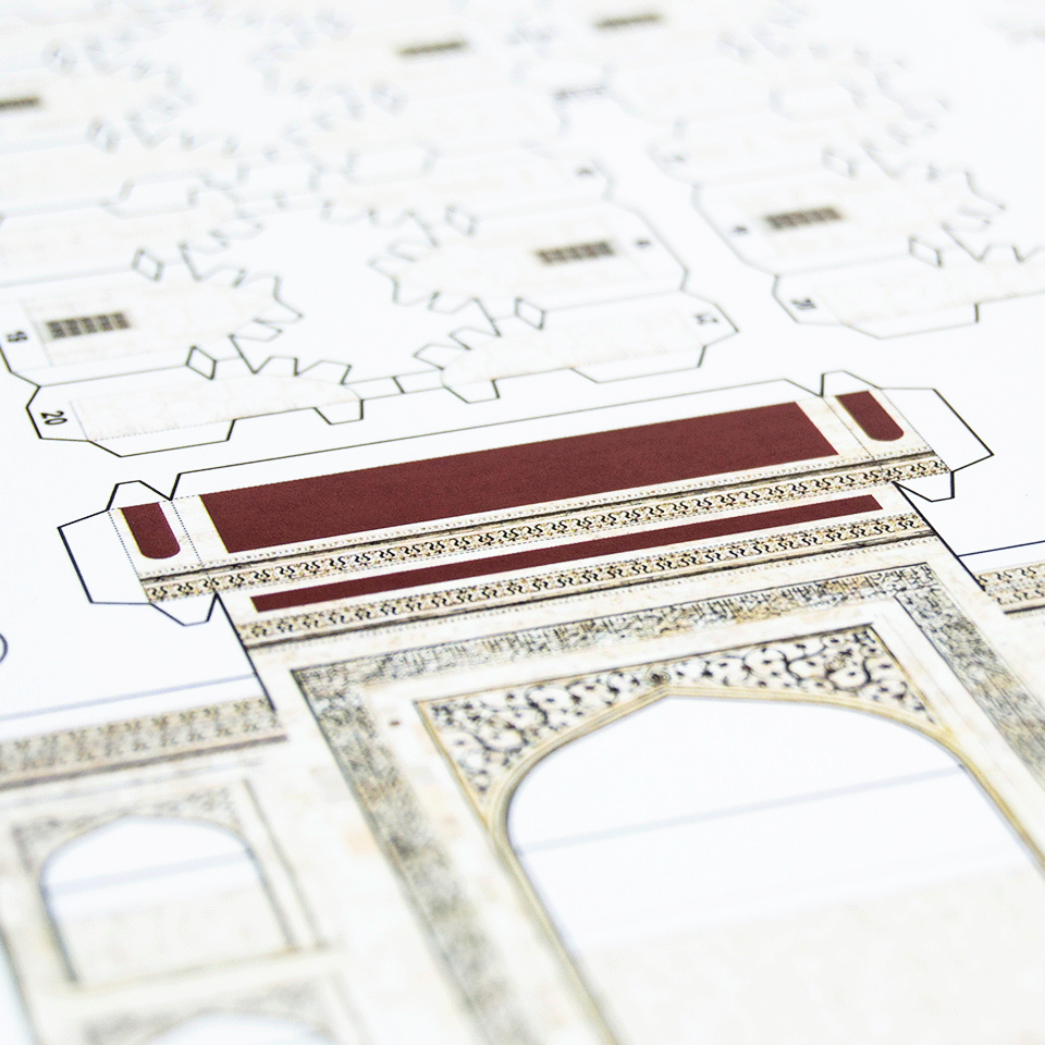 Taj Mahal Paper Model Kit by PaperLandmarks DIY Sheet Closeup