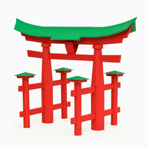 Torii Gate Paper Model by PaperLandmarks Red Green Assembled