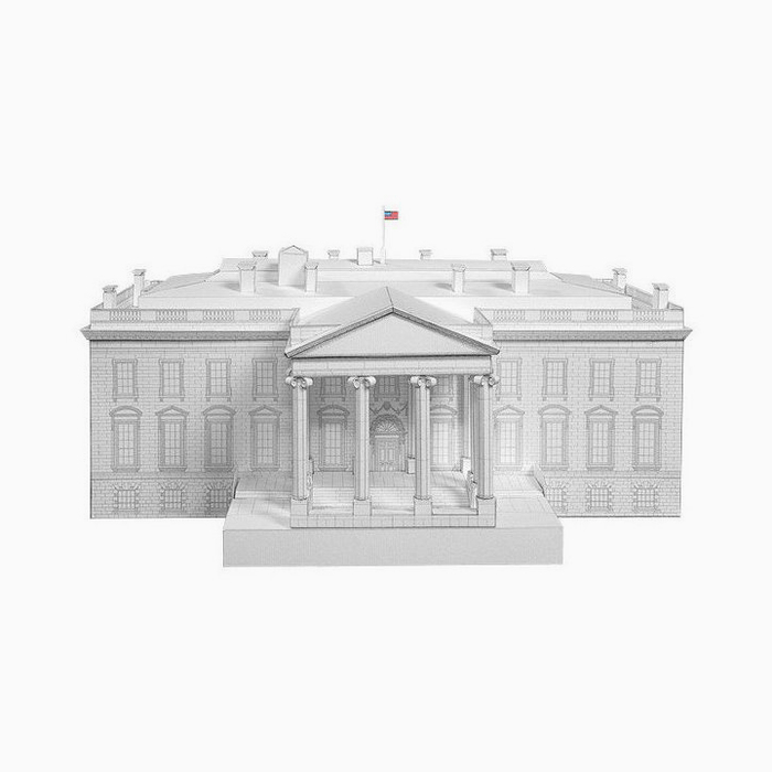 White House Paper Model by PaperLandmarks Front View